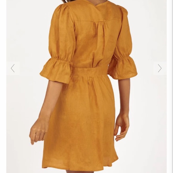 DISSH NOHA GOLDEN LINEN BUTTON MINI DRESS - Picture 3 of 4